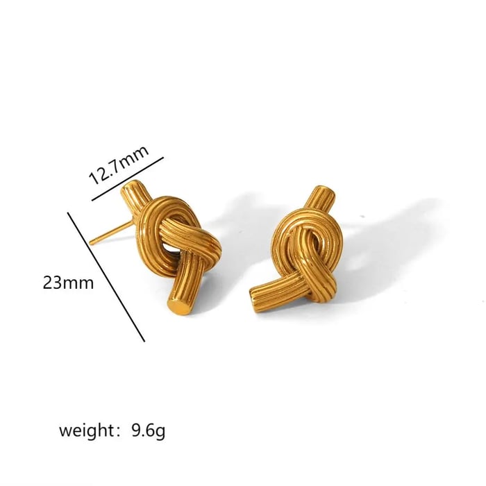 1 Pair Simple  Niche Style Knot Shape Stainless Steel  Gold Color Women's Stud Earrings Picture3